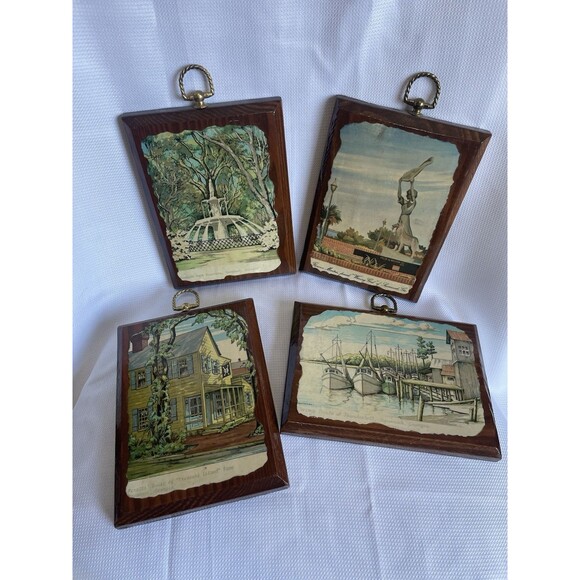 Other - Vintage Leonora Quarterman Savannah GA Wooden Plaques Set of 4